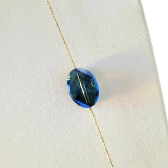 Extended Necklace / Glass Beads / Blue on Silvertone - Picture 4 of 6